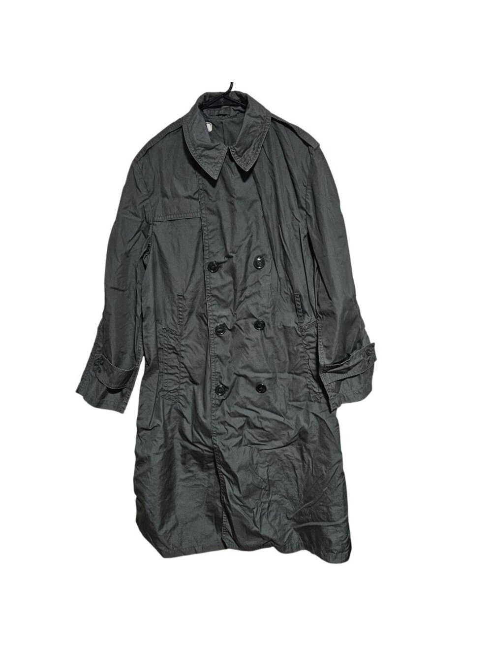Vintage Military Double Breasted Raincoat Mens Size 40R Army Green 274 Belt